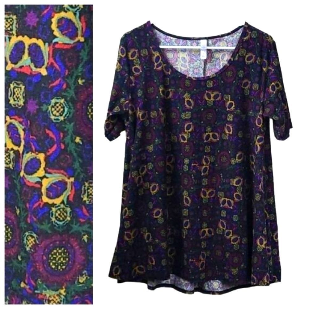 Lularoe Black Artsy Print Swing Top Small A-Line Tee Villain Fantasy Perfect T - Picture 2 of 14